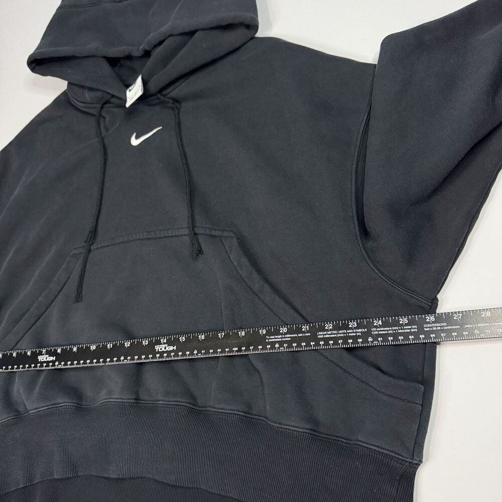 Nike Center Swoosh Hoodie Black Oversized Pullover Y2K Grunge‎ Streetwear Size S - Picture 5 of 6